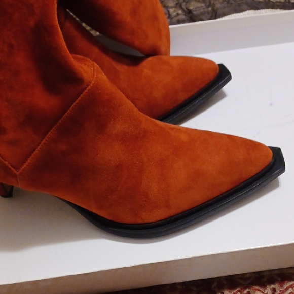 Marina Rinaldi Orange Suede Ankle Boots - Picture 8 of 15